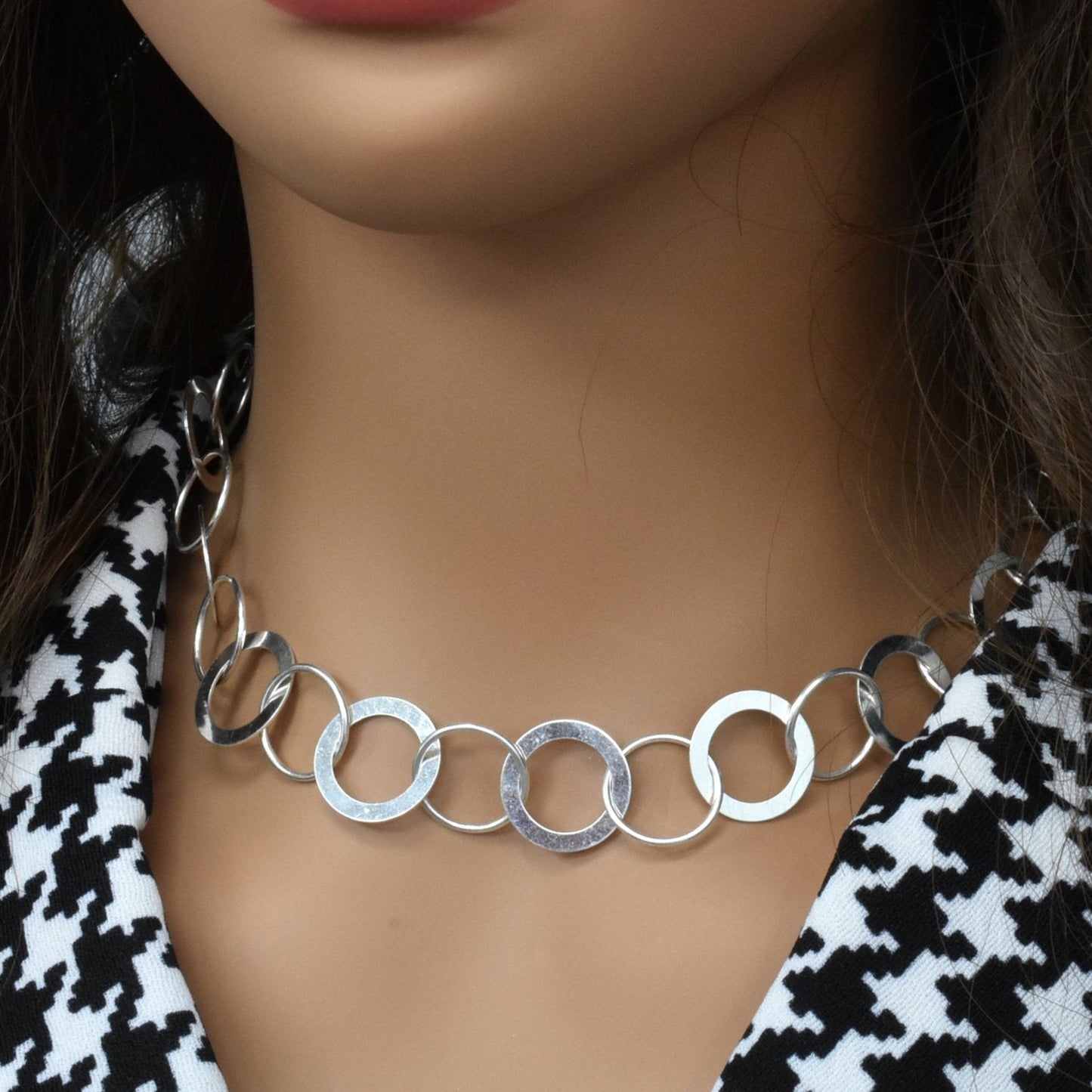 High Polish 925 Sterling Silver Multi Ring Necklace- SPN00020 Fantastic Jewelry NYC
