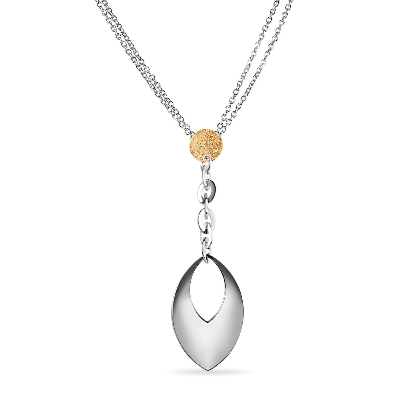 Silver 925 Rhodium and Gold Plated Dangling Teardrop Necklace - STP00447 SPI