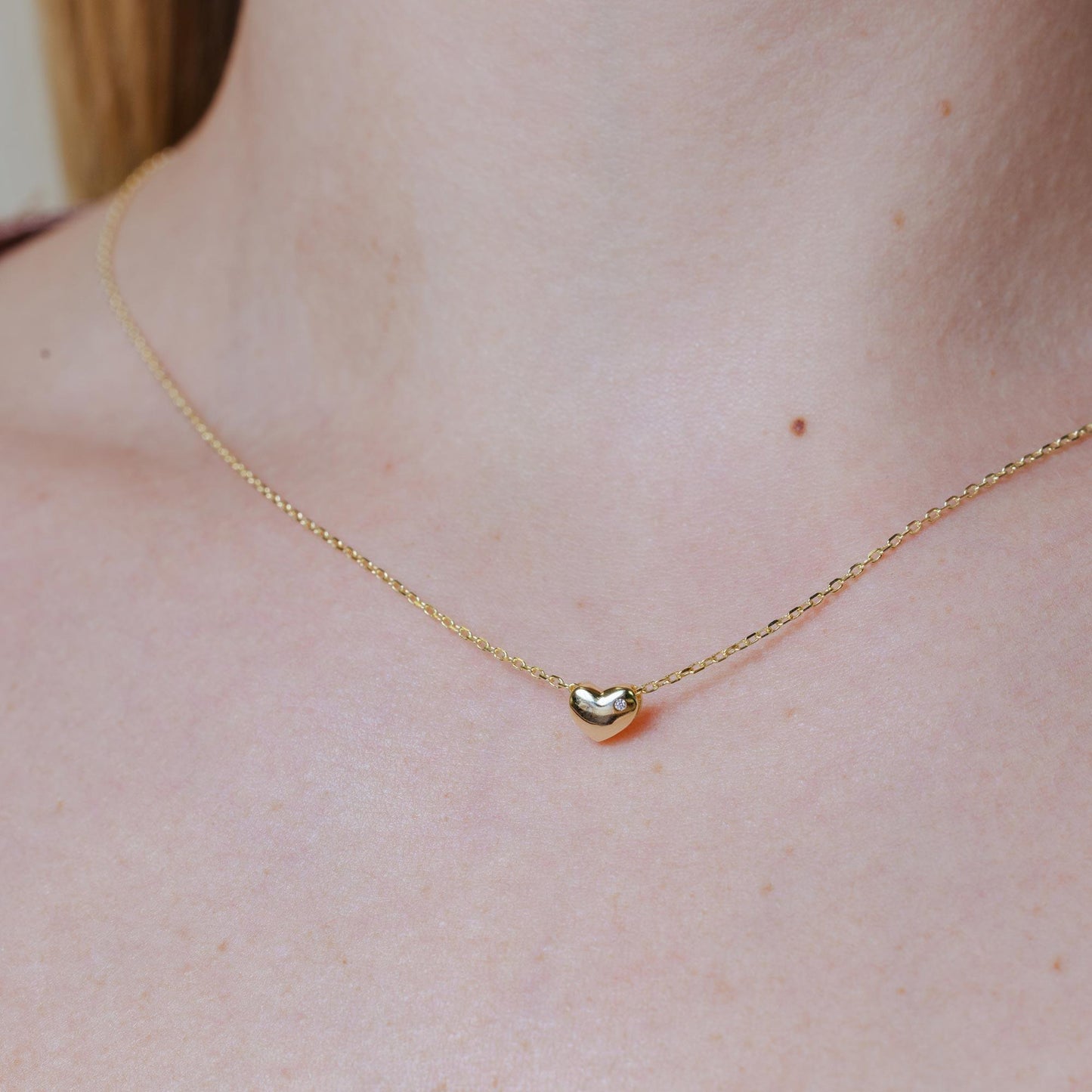 Gold Plated 925 Sterling Silver Small Heart with Stone Necklace - STP01542GP SPI