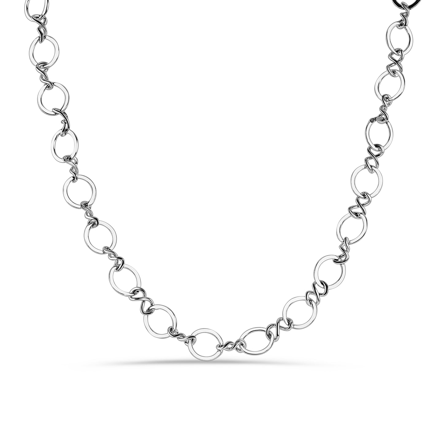 Rhodium Plated 925 Sterling Silver Plain Multi Circle Necklace - STP00524 Fantastic Jewelry NYC