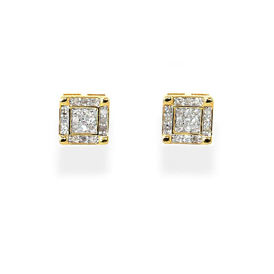 Diamond Square Cluster Earrings