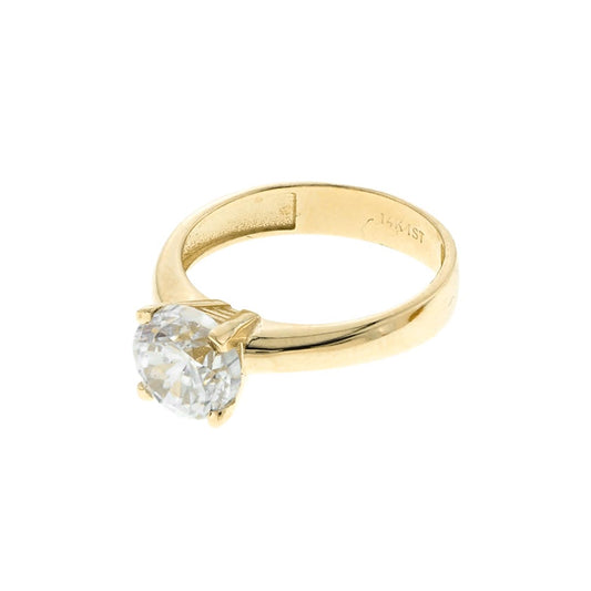 Solitaire Engagement Wedding Ring | 14K Gold With Cz - Fantastic Jewelry NYC