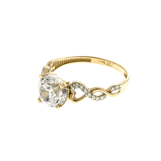 Twisted Modern Engagement Ring | 14K Gold With Cz - Fantastic Jewelry NYC