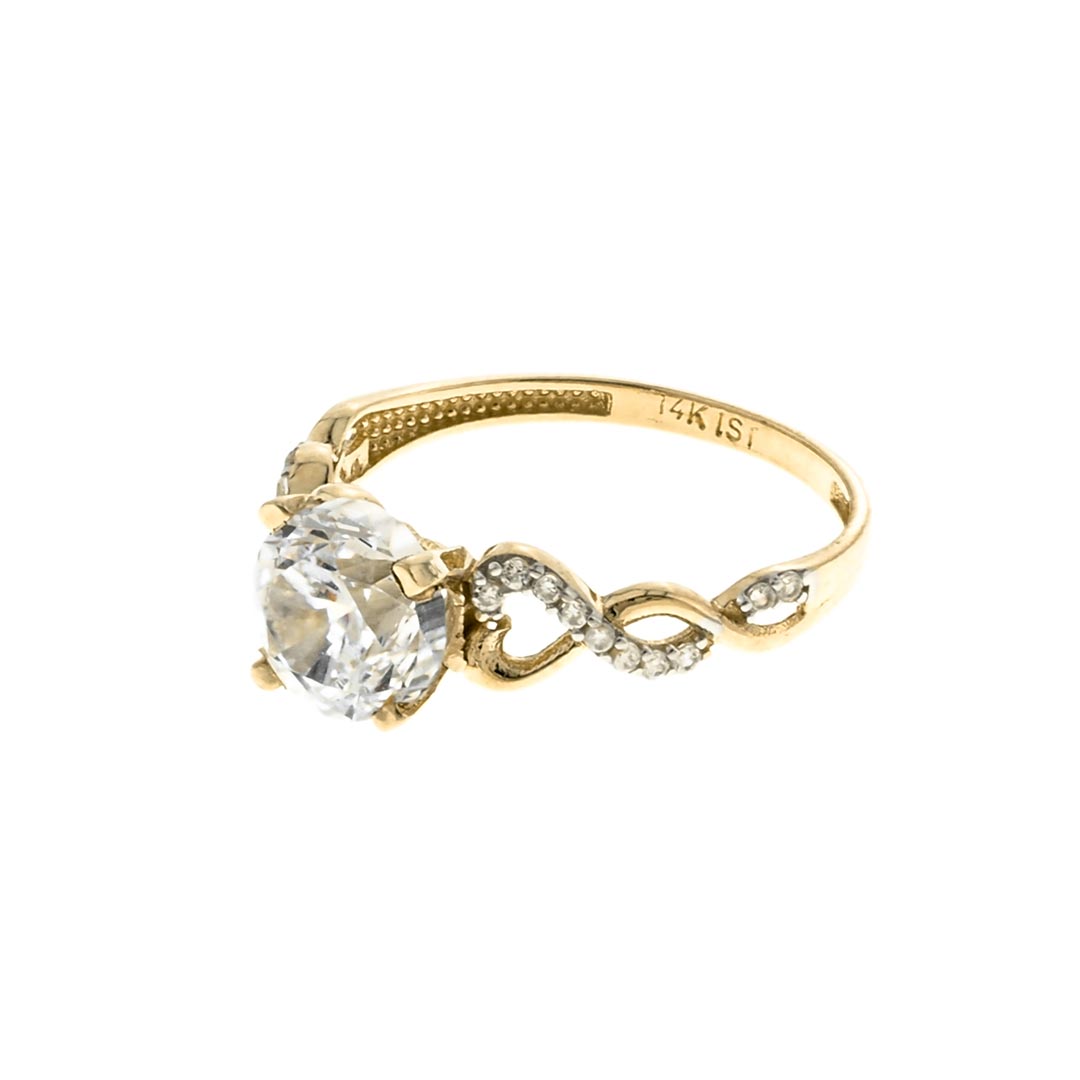 Twisted Modern Engagement Ring | 14K Gold With Cz - Fantastic Jewelry NYC