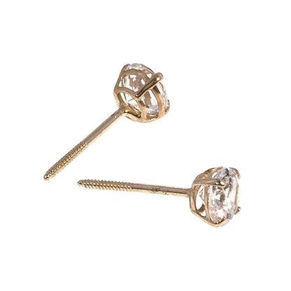 Stud Earrings | Screw back | 14K Gold With Cz - Fantastic Jewelry NYC