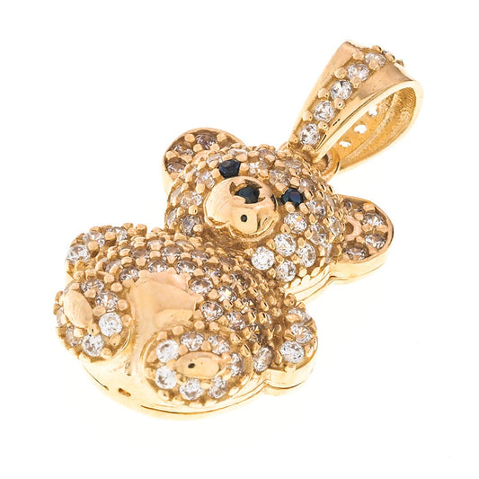 Mini Teddy Bear Charm Pendant  | 14K Gold With Cz - Fantastic Jewelry NYC