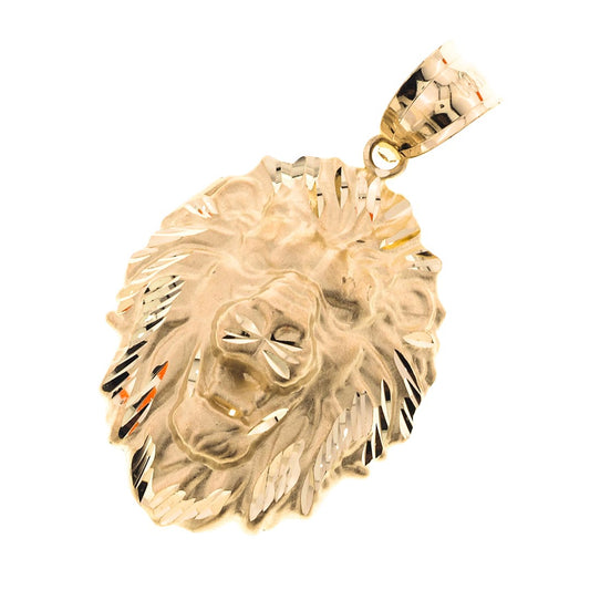 Shiny-Cut Lion Head Pendant | 14K Gold - Fantastic Jewelry NYC