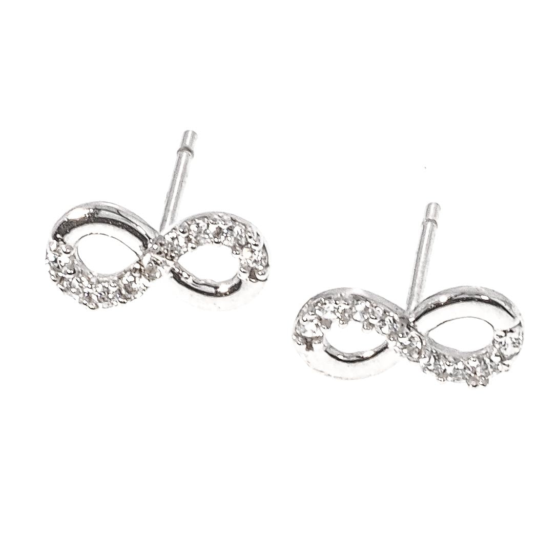 Shine Infinity Stud Earrings | 14K Gold With Cz - Fantastic Jewelry NYC