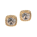 Cushion Cut Cubic Zirconia Earrings | 14K Gold with CZ |