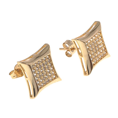 Mens Hip Hop Square Micro Pave Stud Earrings | 14K Gold With Cz - Fantastic Jewelry NYC