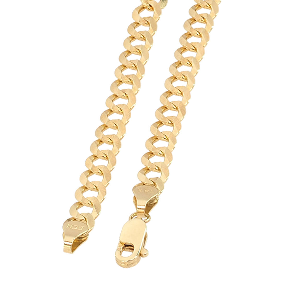 Cuban Link Anklet Bracelet in 14K Gold