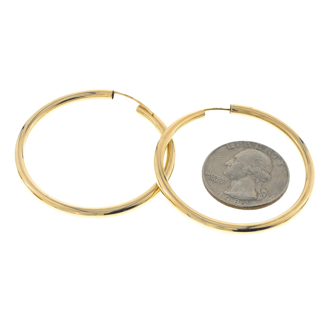 Round Endless Hoop Earrings | Kids Ladies Child | 14K Gold - Fantastic Jewelry NYC