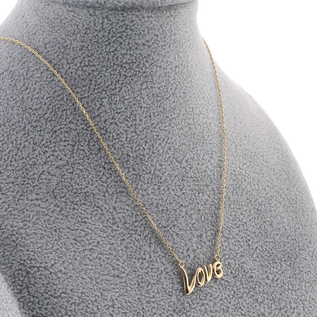 Solid Real Yellow Gold Love Necklace   | 14K Gold - Fantastic Jewelry NYC