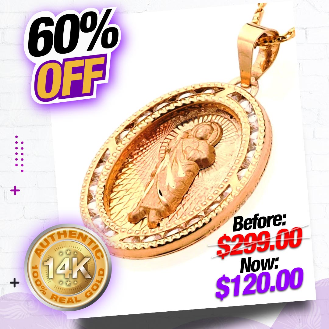 Saint Judas Pendant | 14K Gold With Cz - Fantastic Jewelry NYC