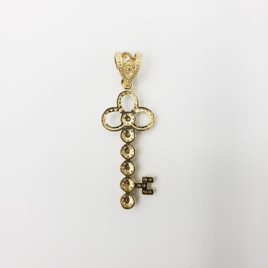 14K Gold- Clover Key Pendant