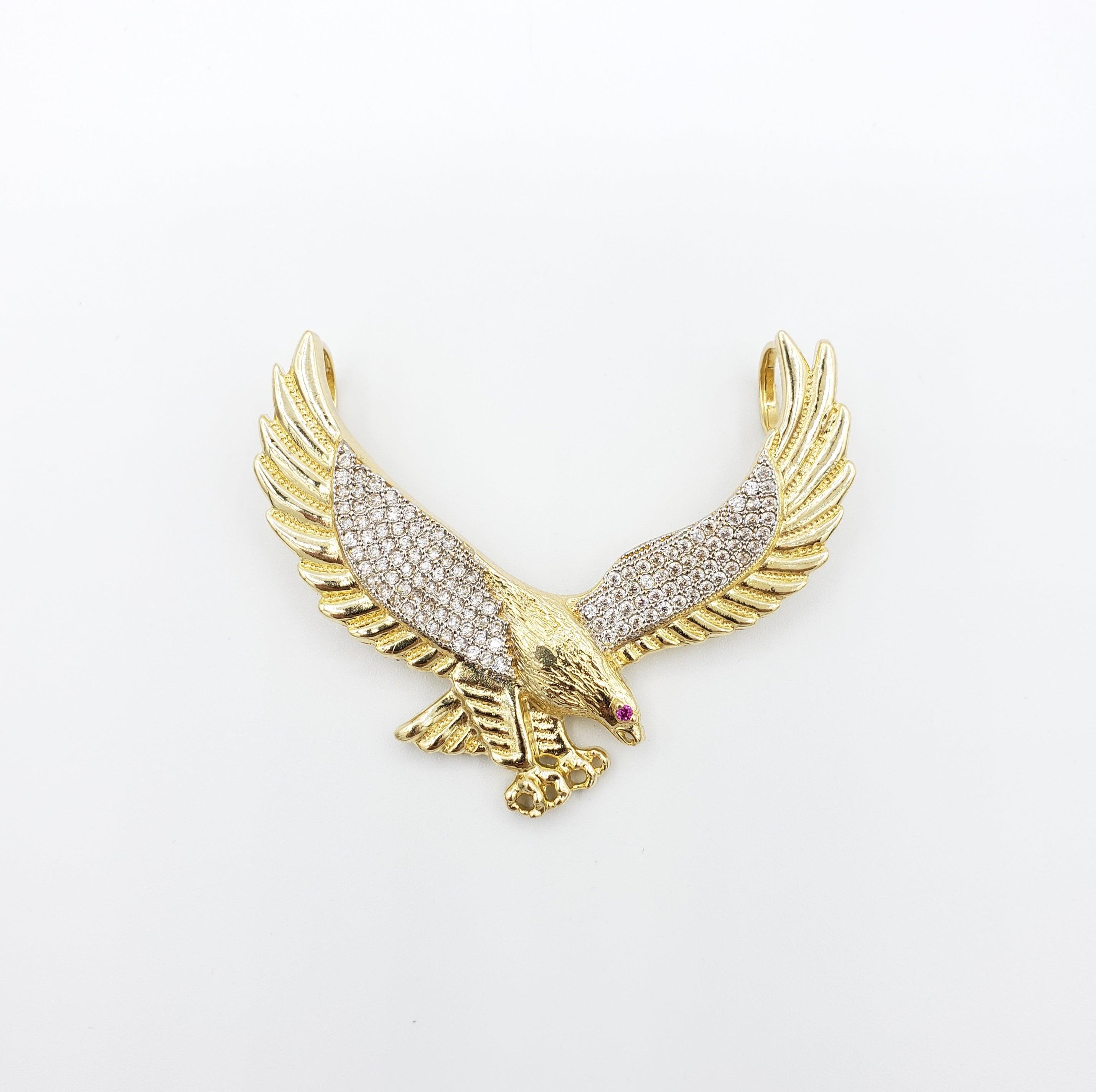 14K Gold- Eagle (Partial CZ) Pendant Fantastic Jewelry NYC