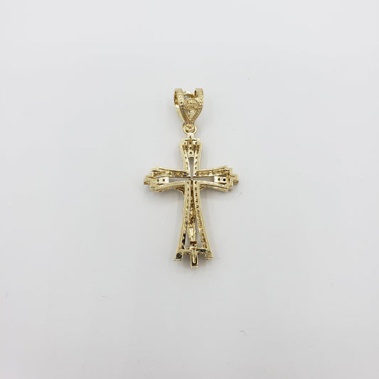 14K Gold- Jesus Curved Cross Pendant