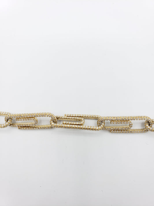 14K Yellow Gold- Diamond Paperclip Chain 73.5 Grams