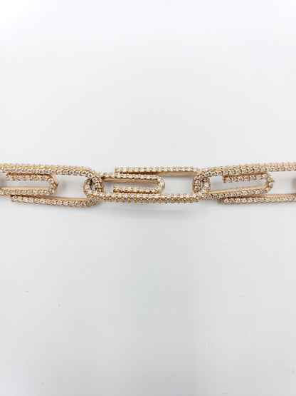 14K Rose Gold- Diamond Paperclip Chain 73.5 Grams