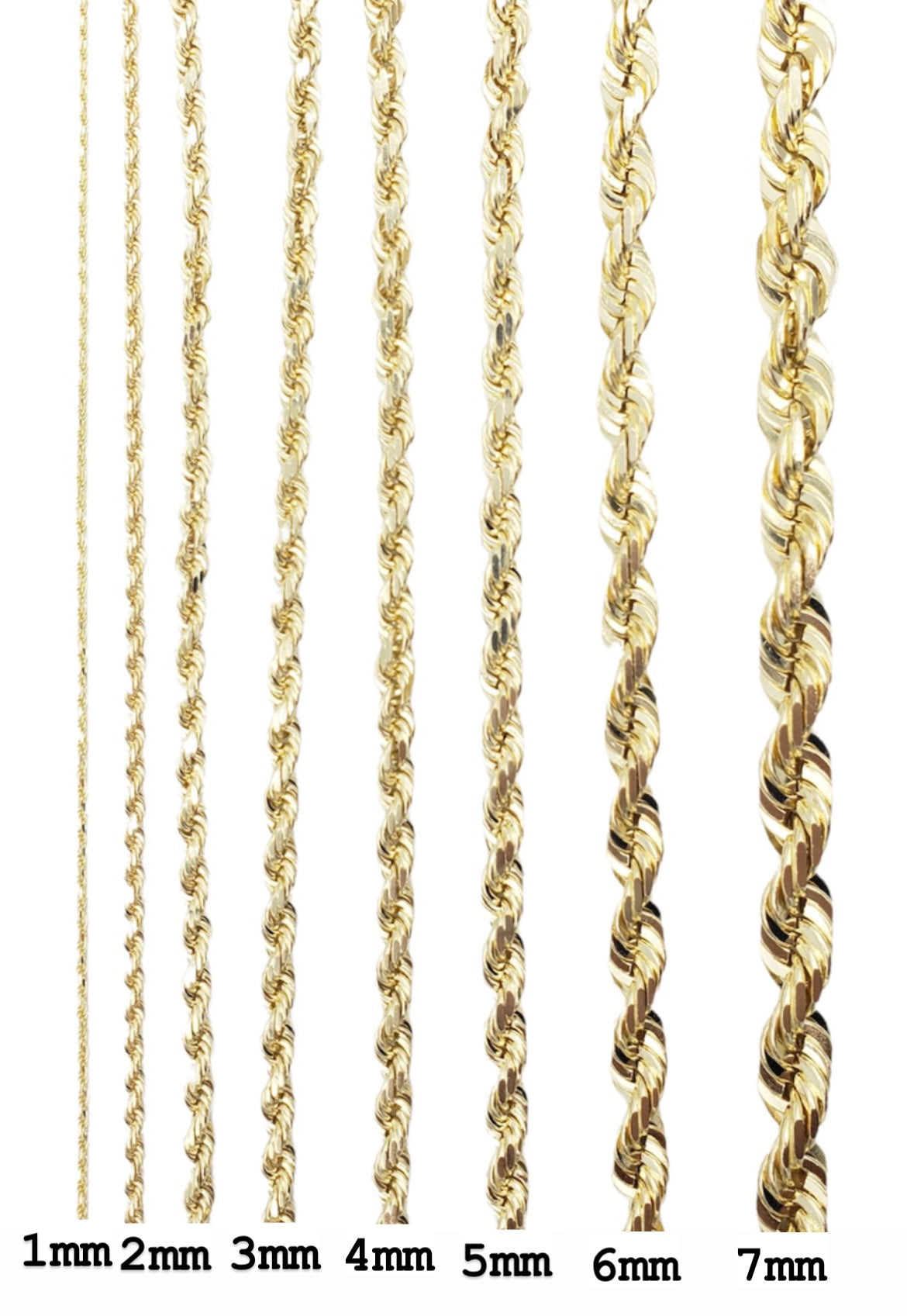 10K Gold- Solid Rope Chain (White Gold)