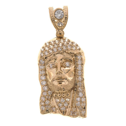Jesus Face Pendant in 10K Gold and CZ