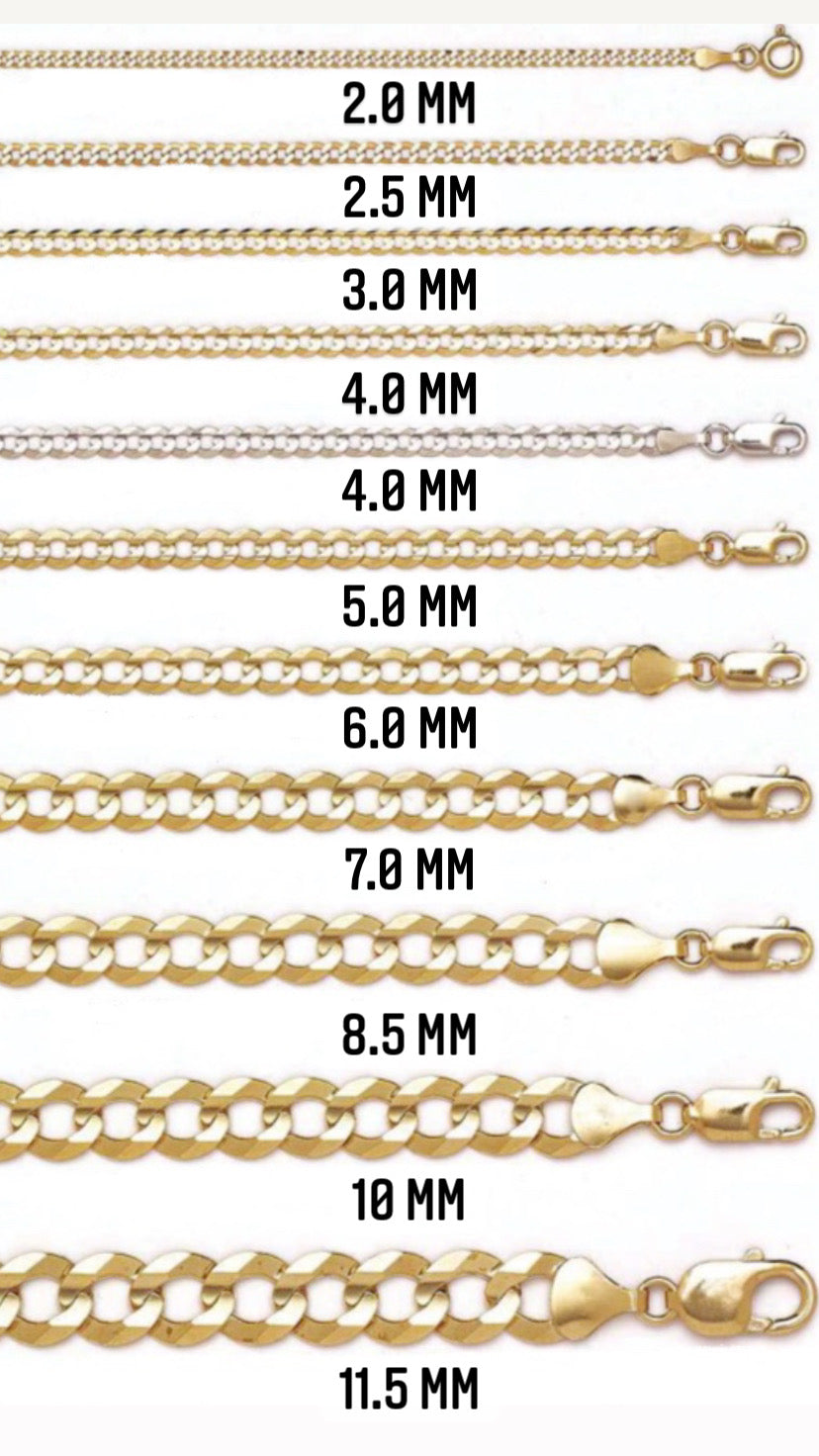 14K Gold- Solid Cuban Link (Curb Cuban) Chain