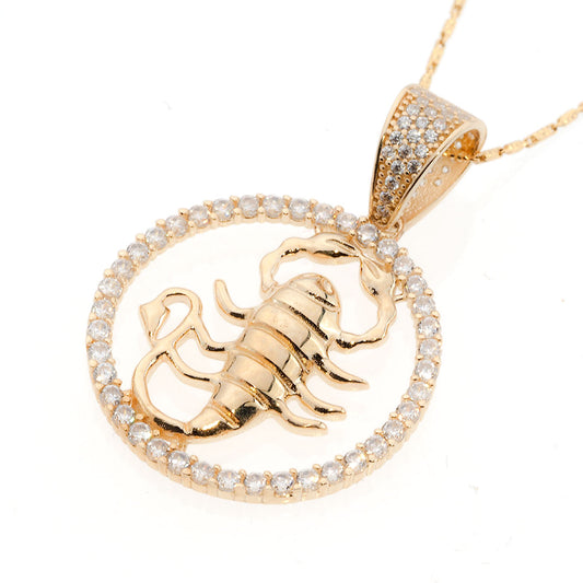 Scorpio Zodiac Pendant | 14K Gold With Cz - Fantastic Jewelry NYC