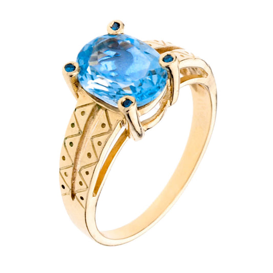 Elegant Blue Topaz 14K Gold Ring