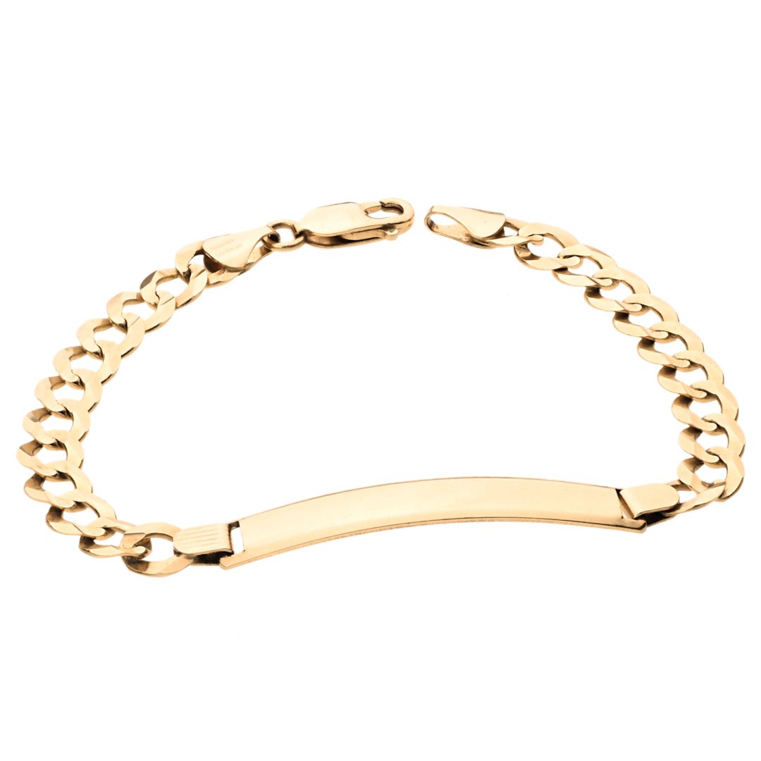 Cuban Link Bracelet with Frame in 14K Gold