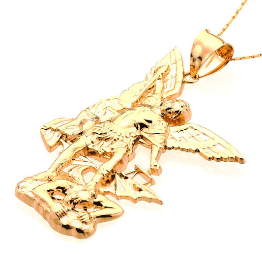 Cut Saint Michael 14K Gold Pendant