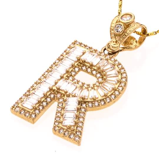 Diamond Letters 14K Gold / R