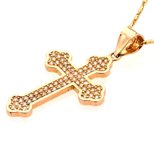 Pendant | Orthodox Cross CZ 14K YELLOW GOLD