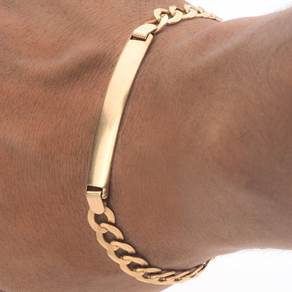 Cuban Link Bracelet With Frame 14K Gold