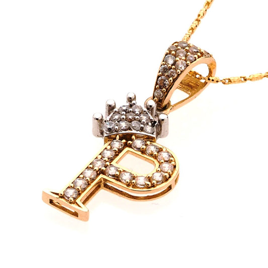 Crown Two Tone Initial 'P' Pendant