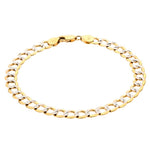Gold- Hollow Cuban Link Diamond Cut (Pave) Bracelet 14k