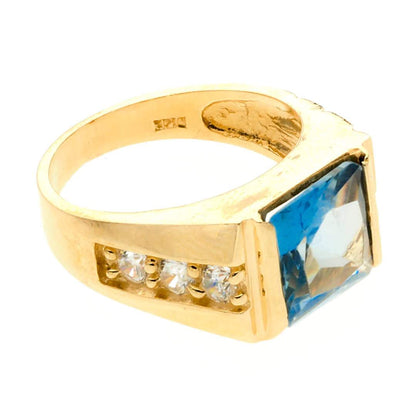 Rectangular Synthetic Blue Sapphire Ring 14k Gold