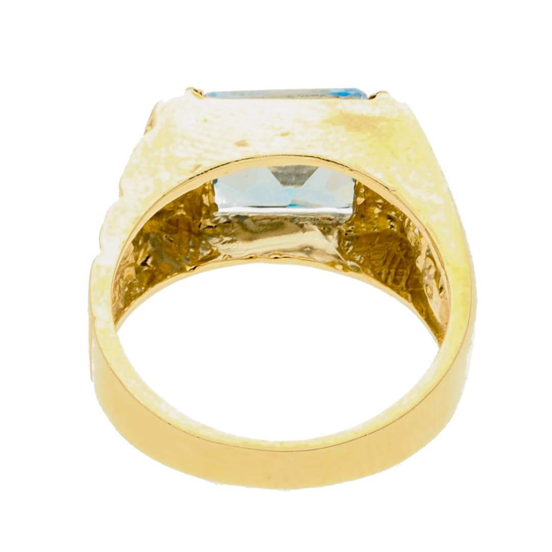 Rectangular Synthetic Blue Sapphire Ring 14k Gold