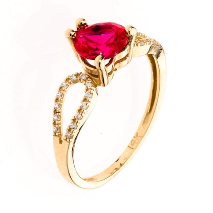 Heart-Shaped Garnet and Cubic Zirconia Ring