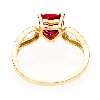 Heart-Shaped Garnet and Cubic Zirconia Ring