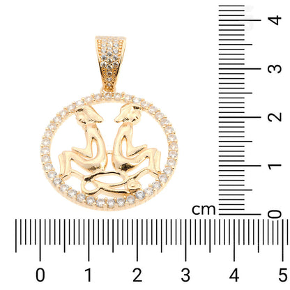 Gemini Zodiac Pendant | 14K Gold With Cz - Fantastic Jewelry NYC