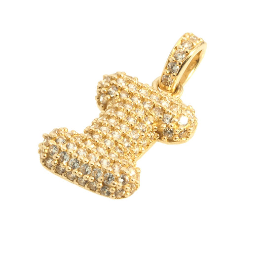 Letter "I" Pendant | 14K Gold With Cz - Fantastic Jewelry NYC