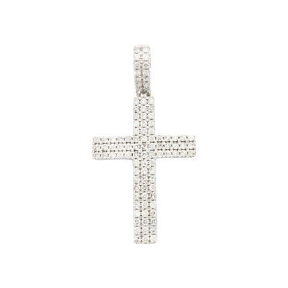 14k Three Row Diamond Cross With 1.69 Carats Of Diamonds #14312