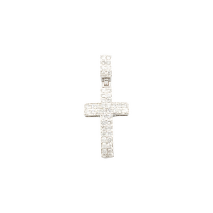 2.0 14k Two Row Diamond Cross With 1.34 Carats Of Diamonds #15659