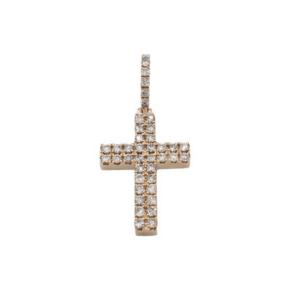 2.0 14k Two Row Diamond Cross With 1.10 Carats Of Diamonds #15922