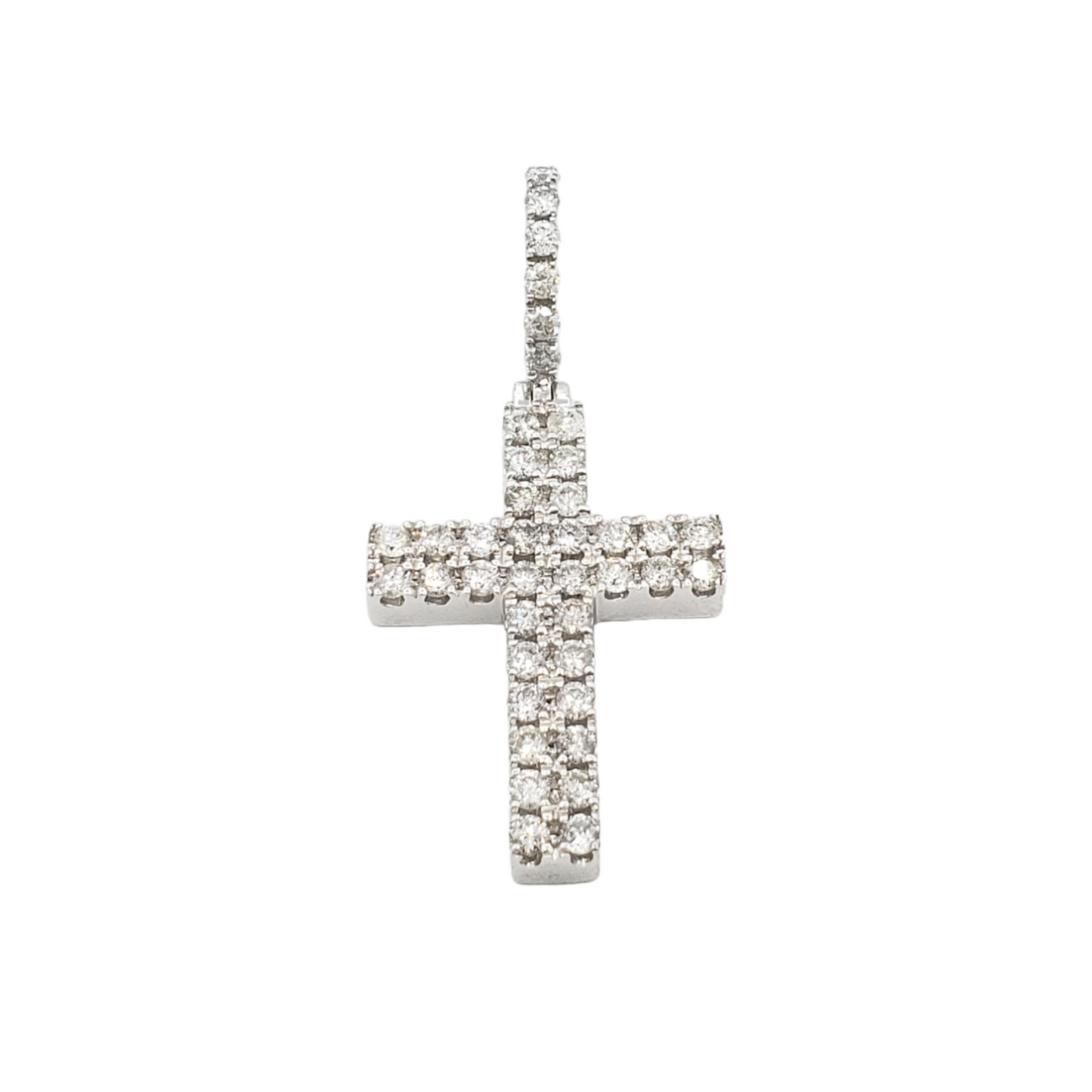 2.0 14k Two Row Diamond Cross With 1.10 Carats Of Diamonds #15922