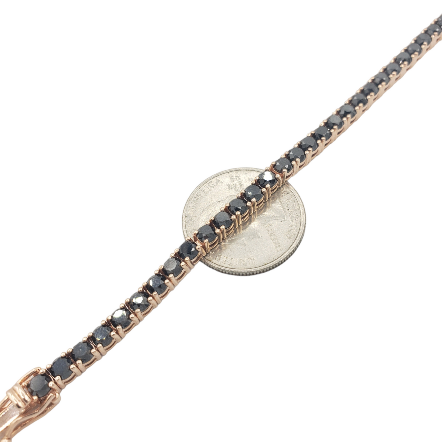 14k Rose Gold Black Diamond Tennis Bracelet #25897
