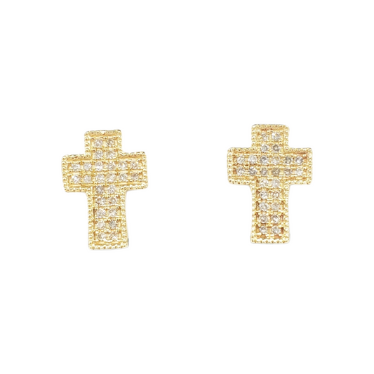 14k Gold Cross Diamond Earrings#23988