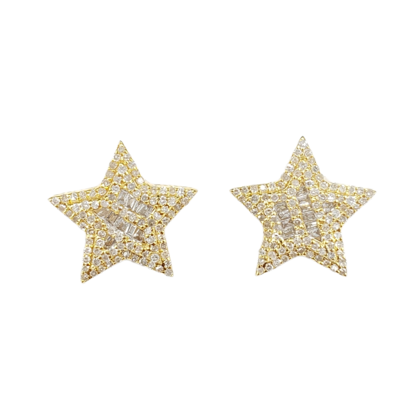 14k Gold Star Baguette Diamond Earrings #23033
