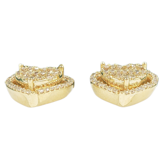 14k Gold Baguette Diamond Heart Earrings #23987