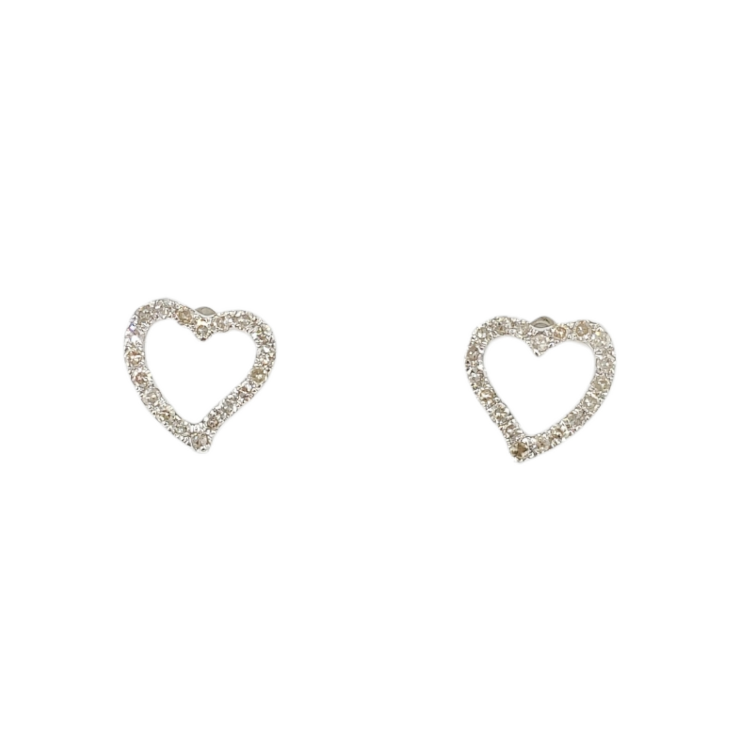 14k Gold Heart Diamond Earrings